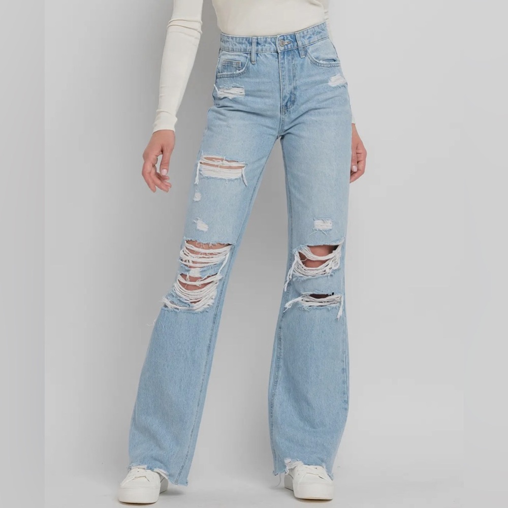 Vintage Style High Rise Flare Jeans